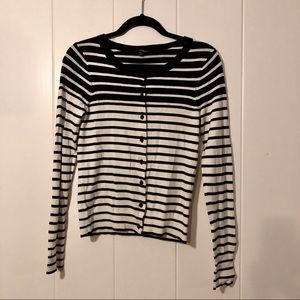 Express Black and White Stripe Cardigan